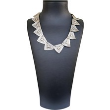 Leylaki Osmanlı / Otantik Temalı Üçgen Zamak Kolye – Antik Gümüş Eskitme, El Işçiliği