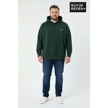 Superlife Erkek Büyük Beden Ar Baskılı Kapüşonlu Sweatshirt SPR26BSW963