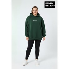 Superlife Kadın Büyük Beden Kapüşonlu Brooklyn Baskılı Sweatshirt SPR26BSWK961