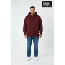 Superlife Erkek Büyük Beden Ar Baskılı Kapüşonlu Sweatshirt SPR26BSW963