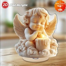 Es Dekor A2 2d Düz, 1 Adet 2d Akrilik Melek Mumluk Kanatlı Huzurlu