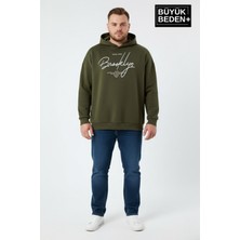 Superlife Erkek Büyük Beden Kapşonlu El Yazılı Brooklyn Baskılı Ince Swatshırt SPR25BSW958
