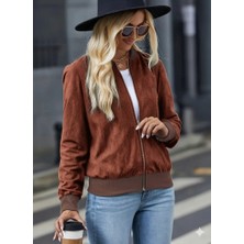 Etiler Collection Kadın Uzun Kollu Önden Fermuarlı Süet Ceket