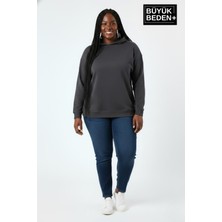 Superlife Kadın Büyük Beden Kapşonlu Ince Sweatshirt SPR24BSWK57