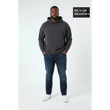 Superlife Erkek Büyük Beden Kapşonlu Ince Sweatshirt SPR24BSW57