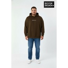 Superlife Erkek Büyük Beden Kapüşonlu Orta Brooklyn Baskılı Sweatshirt SPR26BSW961