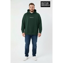 Superlife Erkek Büyük Beden Kapüşonlu Orta Brooklyn Baskılı Sweatshirt SPR26BSW961