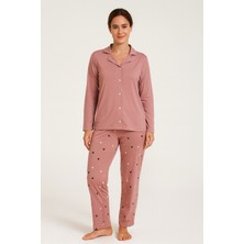 Mutlu City Kadın Milan Kumaş Rahat Kalıp Düğmeli Yumuşacık Pijama Takımı 4982