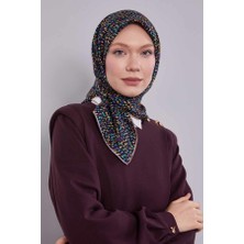 Levidor Siyah - Vizon Mini Yazı Detayi Twill Ipek EŞARP-0926