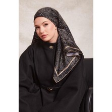 Levidor Siyah - Camel Noktalı Daireler Baskı Twill Ipek EŞARP-0933