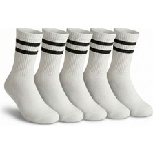 Kadın Beyaz Çift Çizgili Soket Çorap 5’li Paket