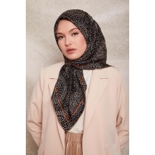 Levidor Siyah Noktalı Daireler Baskı Twill Ipek EŞARP-0933