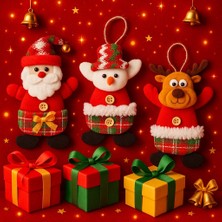 Biton Toptan 3 Adet Yılbaşı 2026 Yeni Model Noel Çam Ağacı Süsü  Orta Boy 17 cm x 11 cm