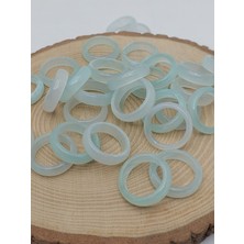 Akik Taşı Yüzük – Sisli Açık Yeşil Alacalı –  6mm Kalınlık  (59942)