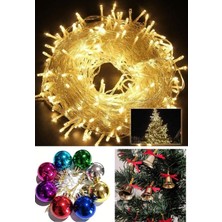 Biton Toptan 3 Lü Yılbaşı Seti-10 Metre Animasyonlu Peri Led-12 Adet Çam Ağacı Çanı - 6’lı Yılbaşı Çam Ağacı Topu