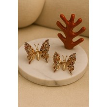 Gigi Giyim Zarif Taş Işıltılı Oynar Kanatlı Kelebek Pens Toka