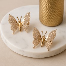 Gigi Giyim Zarif Taş Işıltılı Oynar Kanatlı Kelebek Pens Toka