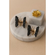 Gigi Giyim Zarif Taş Işıltılı Oynar Kanatlı Kelebek Pens Toka