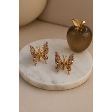 Gigi Giyim Zarif Taş Işıltılı Oynar Kanatlı Kelebek Pens Toka