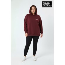 Superlife Kadın Büyük Beden Brooklyn 1970 Baskılı Kapüşonlu Sweatshirt SPR26BSWK964