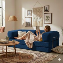 Dechome Meganest 200x100 Modern Fitilli Kadife Kanepe| Yatak Olabilen, Dayanıklı Orta Sert Sünger, Yıkanabilir Kılıf