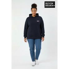 Superlife Kadın Büyük Beden Brooklyn 1970 Baskılı Kapüşonlu Sweatshirt SPR26BSWK964