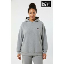 Superlife Kadın Büyük Beden Brooklyn 1970 Baskılı Kapüşonlu Sweatshirt SPR26BSWK964