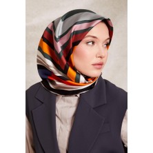 Levidor Petrol Yeşili Kare Desenli Twill Ipek EŞARP-0920