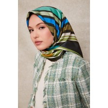 Levidor Haki Akare Desenli Twill Ipek EŞARP-0920