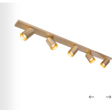 5 Li Beşli Mat Gold Eskitme Kaplama Metal Gövde Hareketli Başlık GU10 LED Tavan Spot Modern Avize