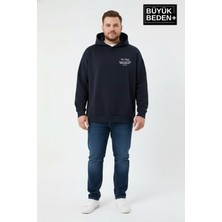 Superlife Erkek Büyük Beden Chef Baskılı Kapüşonlu Rahat Kalıp Sweatshirt SPR26BSW966