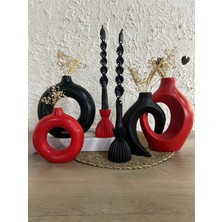 Zigzag Home Dekoratif 6 Parça Vazo ve Şamdan Mumluk Takımı Sevgili Sarmaşık Vazo Halka Vazo ve Şamdan Mumluk Seti El Yapımı Vazo Takımı Biblo Hediyelik Eşya Bohem Tarz