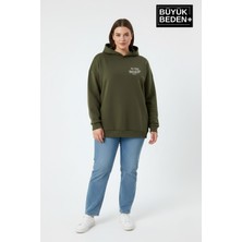 Superlife Kadın Büyük Beden Chef Baskılı Kapüşonlu Rahat Kalıp Sweatshirt SPR26BSWK966