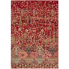 Kalesta Halı Kavala 01 Red Etnik Desenlere Sahip Dayanıklı Yapısı ve Canlı Renkleri ile Öne Çıkan Makine Halısı