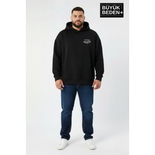 Superlife Erkek Büyük Beden Chef Baskılı Kapüşonlu Rahat Kalıp Sweatshirt SPR26BSW966