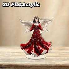 Es Dekor A1 2d Düz, 1 Adet Dönen Melek Figürü - Kırmızı & Altın Simli