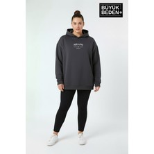 Superlife Kadın Büyük Beden Kapşonlu Rahat Kalıp Hoodie – Milano Italia Baskılı Sweatshırt SPR26BSWK967