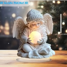 Es Dekor A 2d Düz, 2d Bohem Angel Heykeli Işıklı Küre ile Akrilik Ofis Masa