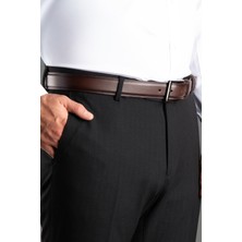 Zeki Özer Erkek Kahve Dikişli Hakiki Deri Kemer 3,5 cm