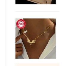 Es Dekor Altın Tek Parça, S925 Gümüş Melek Kanadı Kolye, Sentetik Zirkon Taş Işlemeli, Zarif ve Parlak