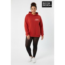 Superlife Kadın Büyük Beden Rahat Kalıp Hoodie -Unified Baskılı Kapüşonlu Sweatshirt SPR26BSWK968