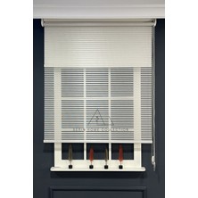 Serin Home Collection  Krem Bambu Jaluzi Görünümlü Tül ve Stor Perde (Dayanıklı Alüminyum Kasa)