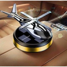 BBS Güneş Enerjili Dönen Helikopter Araba Dekoru – Lüks Metal Gövde, Güneşle Otomatik Dönüş Altın