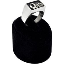 Oya Silver Cilalı Dikdörtgen Motifli Gümüş Erkek Vintage Yüzük