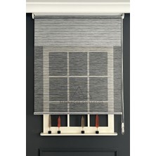 Serin Home Collection Siyah Bambu Jaluzi Görünümlü  Tül ve Stor Perde (Dayanıklı Alüminyum Kasa)