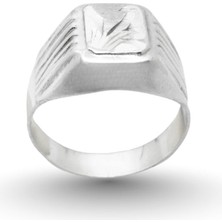 Oya Silver Lazer Işlemeli Gümüş Erkek Yüzük