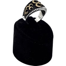 Oya Silver Üç Hilal Karartma Gümüş Erkek Yüzük