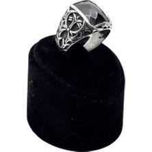 Oya Silver Dikdörtgen Kesme Oniks Taşlı Gümüş Erkek Yüzük