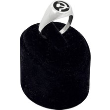 Oya Silver Yuvarlak Siyah Mineli Orak ve Çekiç Gümüş Erkek Yüzük