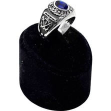 Oya Silver Safir Taşlı Gümüş Deniz Harp Okulu Erkek Yüzük